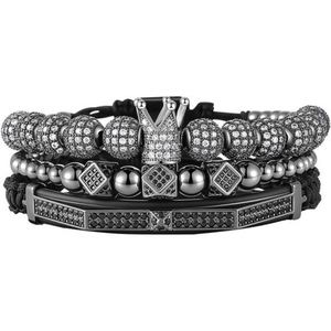 Imperial Crown King Mens Bracelet Pave CZ Gold Bracelets for Men Luxury Charm
